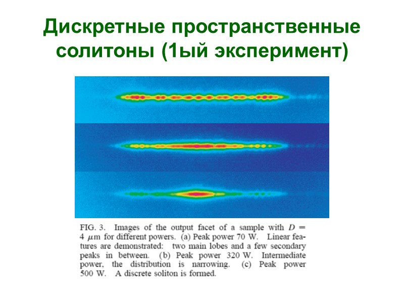 Дискретные пространственные солитоны (1ый эксперимент)